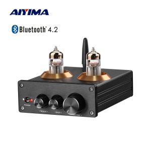 Amplifier AIYIMA Stereo Buffer 6J5 (Upgrade 6J1) Bluetooth 4.2 5.0 Tube Preamplifier HiFi Amplifier Preamp With Treble Bass Tone Ajustment