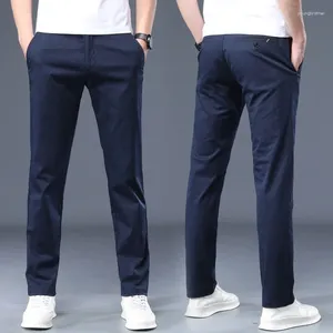 Men's Pants Spring/Summer Comfortable Elastic Mens Pure Cotton Casual Business Fashion Slim Fit Water Washed Workwear