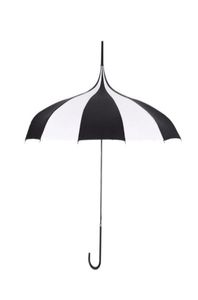 黒と白の雨の傘の女性ビッグ大きな長いハンドルゴシッククラシック風力塔パゴダスタイルクイックデリバリー8779275