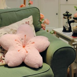 Blossomi di ciliegio peloso Flower Flower Plush Cushion Girly Room Decor Custine di girasole Pink per ragazze Sedile camera da letto 240426