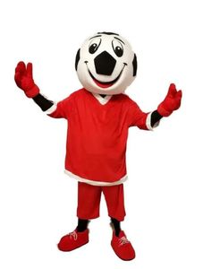 2024 heiße hohe Qualität echte Bilder Deluxe Red Football Maskottchen Kostüm Cartoon Erwachsener Größe kostenloser Versand