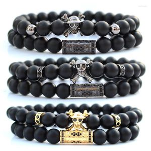 Strand ONE PIECE Skull Natural Stone Beads Braclets For Women Bransoletki Pulseras Hombre Mens Jewellery Bracelet Set Brazalete 336Z