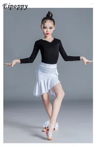 Abbigliamento da palcoscenico Latino Dance Girls 'Leotards Spring Skirt Sleeve Abito a manico