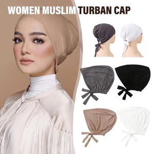 Женская мусульманская растяжка Турбана Мягкая модальная шляпа Внутренняя хиджаб Исламская подчеркивая головокружение.