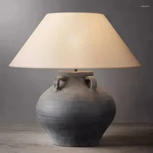 Table Lamps Handmade Japanese Style Bedroom Bedside Decoration Wabi Sabi Retro Nordic Fabric Ceramic E27 Lamp