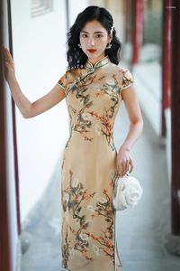Ethnic Clothing High Quality Real Silk Qipao Cheongsam Top Skirt Dress Slimming Retro Modified Old Shanghai High-End Daily Fashion