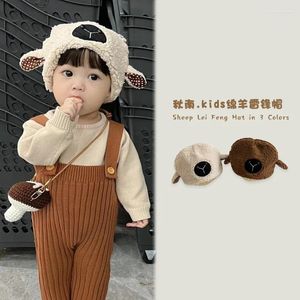 Berets Korean Toddler Baby Caps 2024 Autumn Winter Kids Keep Warm Cap Lamb Cartoon Boy Girl Beanies Hats Cute Children Basin Hat