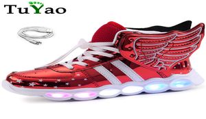 Novo anjo asas de sapatos casuais com meninas led de USB meninos iluminam tênis luminosos iluminados iluminados iluminados 2011123247927