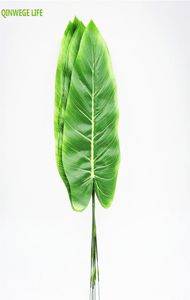 45 cm 60pcs Stoff Banane Künstliche Pflanzenblatt Branch Farbdruck Hochzeits Wohnhäuser gefälschte Laub DIY Floral Green9542730