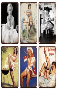 2021 Vintage Sexy Pinup Girl Duschplakat Poster Metallschild Retro Man Cave Wall Arts Poster Zinnplatte Chic Badezimmer Höhlenschild Home Room 7353326