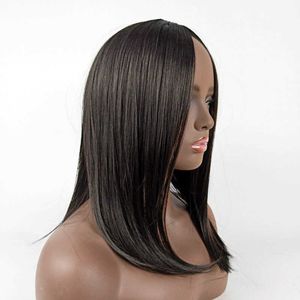 Ny peruk Långt rakt hår mode kemisk fiber huvudbonad kvinna