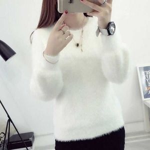 Woman Sweaters Chandails Imitated Mink Sweater Pullover Mohair Loose Long Wool Sweater Women's Fur G1008 319k