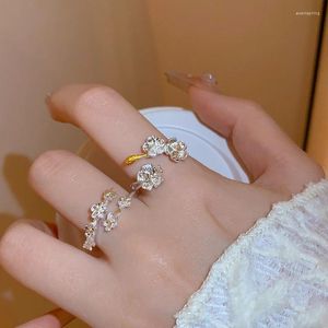 Cluster Rings Fashion Adjustable Pear Blossom Two Stylies Light Luxury And Minimalist Temperament Jewelry Ring Set Birthday Gift