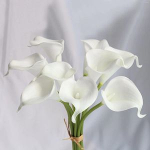 Dekorativa blommor 10st vita calla liljor för bröllop bukett äkta touch lily latex centerpieces dekor