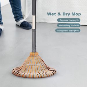 Spinning Heavy Duty Floor Mop with Long Handle Self Twisting Water Wet Dry Dual Use Multifunctional for Hardwood Vinyl Tile 240422