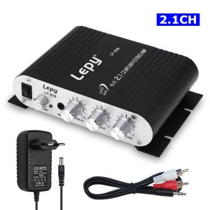 Amplifier LP838 Mini Digital Hifi Car Power усилитель 2.1CH Digital Subwoofer Audio Player с 12V3A Power+Audio Cable