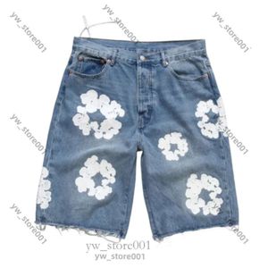 shorts homens jeans jeawheara designer feminino curto para homens luxurosas altas ulidade buracos retos de impressão de flor de flor de jeans shorts slim hip hop calças pretas 5417