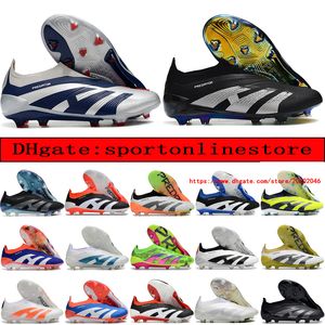 Skicka med väska fotbollsskor 30 -årsjubileum 24 Elite Fold Laceless Laces FG Mens Soccer Cleats Bekväma läder fotbollsskor barn noggrannhet Kvinnor utomhus