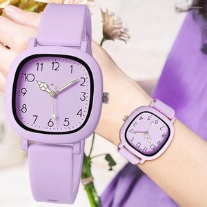 Armbanduhren Square Big Dial Women Watches Multicolor Silicon Quarz minimalistisch für Damengeschenk weibliche Uhr 2024 Relogio Mujer