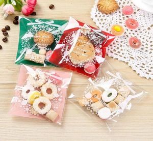 Christmas Decorations 100pcs Plastic Bag Cookie Candy Gift Packaging Bags Wedding Birthday Party Favors Santa Claus Self Adhesive 9790412