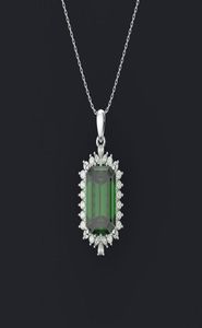 HBP Fashion Shi PEI Imitation Emerald Pendant Women039S Square Zircon 10 14 Tide Copper Plated Platinum Necklace312l7023555