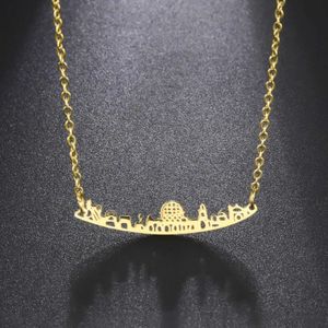 Pendant Necklaces Cazador Stainless Steel Jerusalem City Landmark Pendant Necklace Vintage Gold Chain Womens Jewelry Wholesale 2024 Gift Q240430