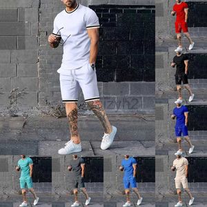 Herrspårar Streetwear New Men's Summer Solid Short Sheeved Shorts Set for Sports and Leisure Set for Men Fashion Set