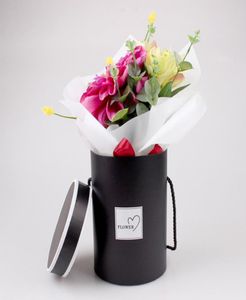 Ladies Presents Box Handheld Flowers Bouquet Gift Storage Boxes Mini Paper Packing Case Lid Hug Bucket Vas