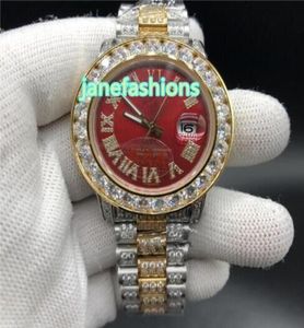 Ice Diamond Men039S orologi Hip Hop Rap Style Fashion qualità orologi rossi Dialtura grande Calendario meccanico automatico Watch7560244