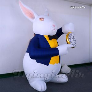 wholesale Cute Inflatable Easter Bunny Replica 3m/4m/5m Height Animal Model Air Blown Rabbit With A Clock For Outdoor Entrance Decoration