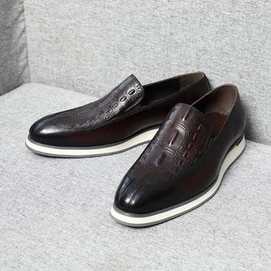 Casual Shoes Trend Krokodyl Krokodyl włoski ręcznie robiony ręcznie robiony skórzany biznes formalny oddychający motoków brytyjski styl