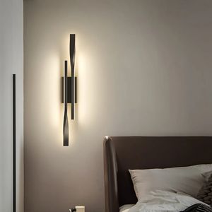 Long strip wall lamp light luxury creative room bedroom bedside lamp simple modern Nordic living room TV wall lamp 240423