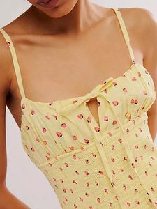 Abiti casual Donne Donne Florale Abito da corsetto Florale Spaghetti Cinta senza maniche Flitta anteriore Summer Summer Suntess