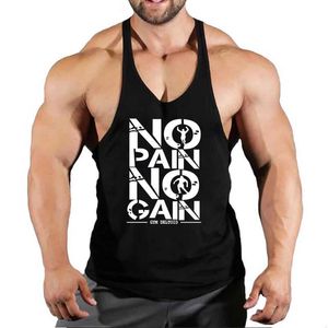 Herrtankstoppar ingen smärta ingen förstärkning gym tank top män klädman bodybuilding tank tops sommar gymkläder för manlig slanglös väst skjorta t240505