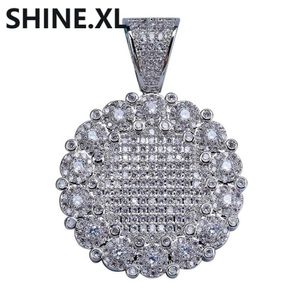 Hip Hop round Cluster Medallion Gold Necklace Gold Charm Charm Silver Bling Zircone Cubic Zircone Domenne per regalo2202048