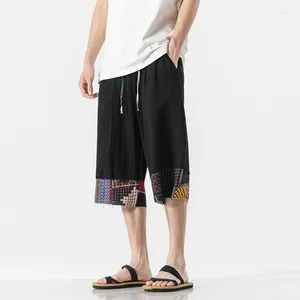Męskie spodnie upuszcza lato mężczyźni harajuku harem 2024 Cotton Joggers Parf długości męskiej vintage chiński styl drukowania spodnie