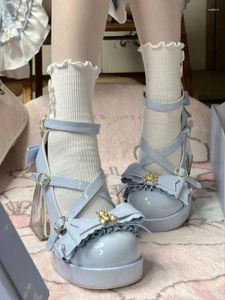 Kleiderschuhe Super High Heel 9CM Prinzessin Lolita Modestudentin Frauenfeminin Rund-Toe Mary Jane Bow Schnalle Kawaii