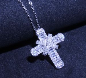 Shiny Cubic Zirconia Silver Plated Pendant Necklaces for Women Trendy Christian Jesus Zircon Necklace Jewelry Gift6512161