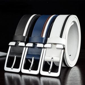 Classic luxury top quality men's pin buckle leather belt fashion Korean trouser belt for casual work dress Length 105-125cm Width 3 3cm 264q
