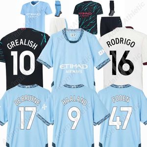 Citizens Jersey 2024 Haaland de Bruyne Foden Dragon Grealish Futebol Camisas de futebol Blue 24 25 Rodrigo