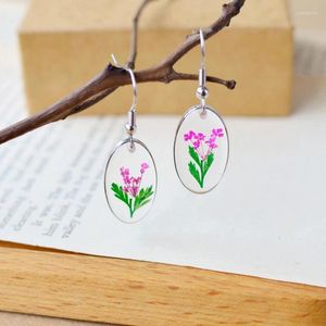 Dangle Earrings 2024 Listing 4 Color Fashion Pendant Natural Dried Flower Jewellery For Women Jewelry