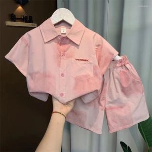 Roupas Define o verão de camisa de mangas curtas de verão infantil 2024 roupas finas da moda duas peças roupas infantis 2 4 6 8y