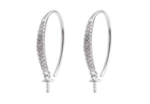 Earwire Findings 925 Sterling Silver Hook Pearl Drop Earrings Semi Mounting Cubic Zirconia Jewellery 5 Pairs9509179