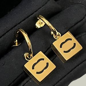 High Texture Brand Letter Studs Designer Earrings Stud 18K Gold Plated Stainless Steel Quadrate Earring Jewelry Vogue Women Accessory Wedding Gifts with Box