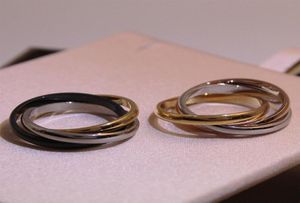 New Mode Wed Ring für Mann Edelstahl Extravagantes Liebesring Logo Gravel Gold Silber Rose 3 Kreise Ringe Frauen Männer Hochzeit6093544