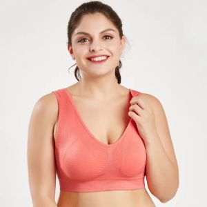 Bras QueenRal Plus Tamanho para Women Bra sem costura com almofadas Big 5xl 6xl bralette push up brassiere colete sem fio bh gota entre entrega de vestuário otem7