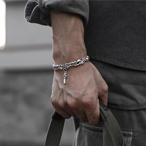 Mens Thai Gümüş Kumba Bilezik Özel Çift Takı Fivestar ve Çapraz Desen Açık Bangle Kişilik Trendi 240418