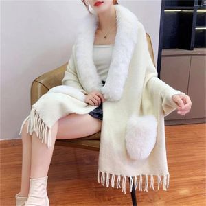 Lenços mulheres cardigãs grossos casaco de poncho outono inverno inverno macio faux vislink avelvet shawl capes do lado de fora da tassel