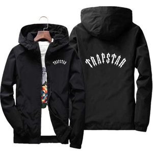 Trapstar Letters Tryckt jacka Spring och Autumn Mens Coat New Relaxial Hooded Wind -dirt stor