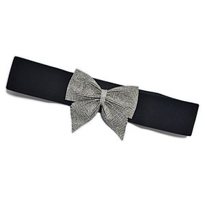 Luxus-Designergürtel schwarz modische wilde große Bow elastische Gürtel Super-Glanz-Strass-Strass-Gürtel BG-840 281b